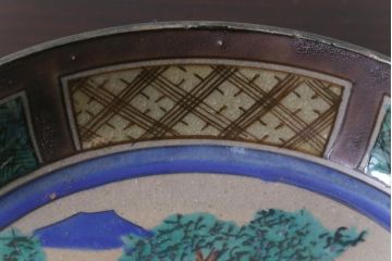 古民具・骨董　明治大正期　山水図が描かれた九谷焼色絵皿2枚セット(小皿)(1)