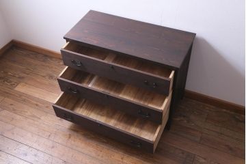 レトロ家具　和製アンティーク　味のある箪笥をリメイクしたレトロなリビングボード・3段(箪笥ローボード、テレビボード)