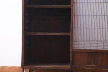 ラフジュ工房オリジナル　古建具リメイク　一味違った和モダンの空間づくりにおすすめな鉄脚戸棚(組子、書院戸、収納棚)