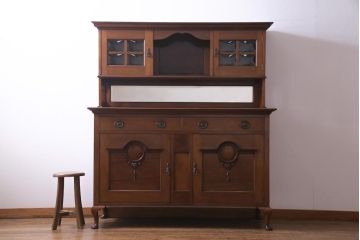 アンティーク家具　フランスアンティーク　マホガニー　大振り　品格と高級感が漂うキッチンボード(キャビネット、食器棚、収納棚)
