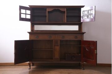 アンティーク家具　フランスアンティーク　マホガニー　大振り　品格と高級感が漂うキッチンボード(キャビネット、食器棚、収納棚)