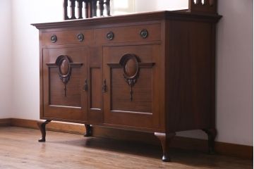 アンティーク家具　フランスアンティーク　マホガニー　大振り　品格と高級感が漂うキッチンボード(キャビネット、食器棚、収納棚)