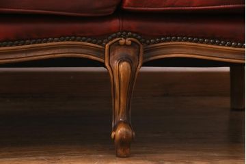 中古　イタリア　Orsi Angelo社　本革　抜群の存在感を放つエレガントな3人掛けソファ