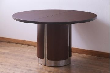 ヴィンテージ家具　イギリスビンテージ　チーク材　激レア　落ち着いた色味がシックなエクステンションテーブル(拡張式テーブル、ラウンドテーブル)