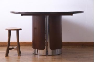 ヴィンテージ家具　イギリスビンテージ　チーク材　激レア　落ち着いた色味がシックなエクステンションテーブル(拡張式テーブル、ラウンドテーブル)