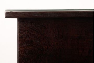 アンティーク家具　大正期　タモ玉杢材・唐木材　火鉢をリメイクしたサイドテーブル(脚付収納箱)