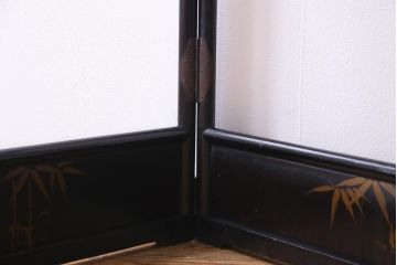 アンティーク雑貨　和製アンティーク　竹図柄　和の風情あふれる二つ折り衣桁(ハンガーラック、着物掛け)