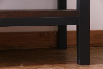 アンティーク家具　明治期　棚付き・観音開き戸　十字金具が魅力のリメイク箪笥サイドボード(収納棚)