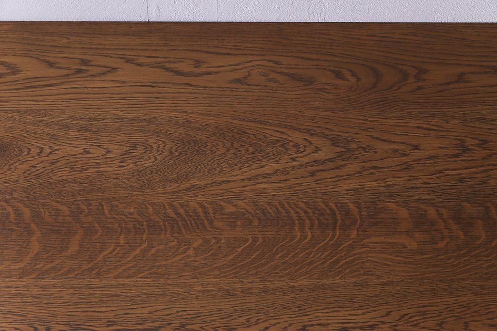 リメイク家具　天板オーク材　素朴な佇まいが魅力の引き出し付き作業テーブル(ダイニングテーブル、作業台)