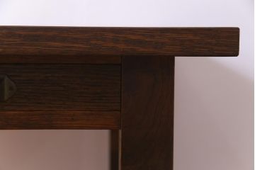 リメイク家具　天板オーク材　素朴な佇まいが魅力の引き出し付き作業テーブル(ダイニングテーブル、作業台)