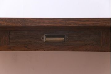 リメイク家具　天板オーク材　素朴な佇まいが魅力の引き出し付き作業テーブル(ダイニングテーブル、作業台)