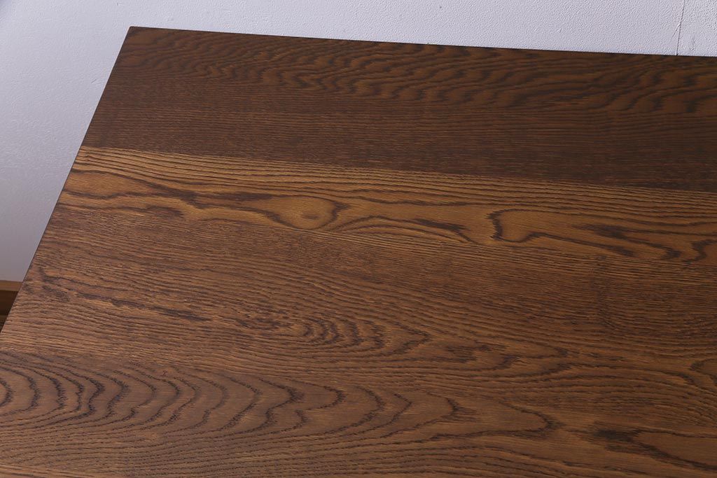 リメイク家具　天板オーク材　素朴な佇まいが魅力の引き出し付き作業テーブル(ダイニングテーブル、作業台)(1)