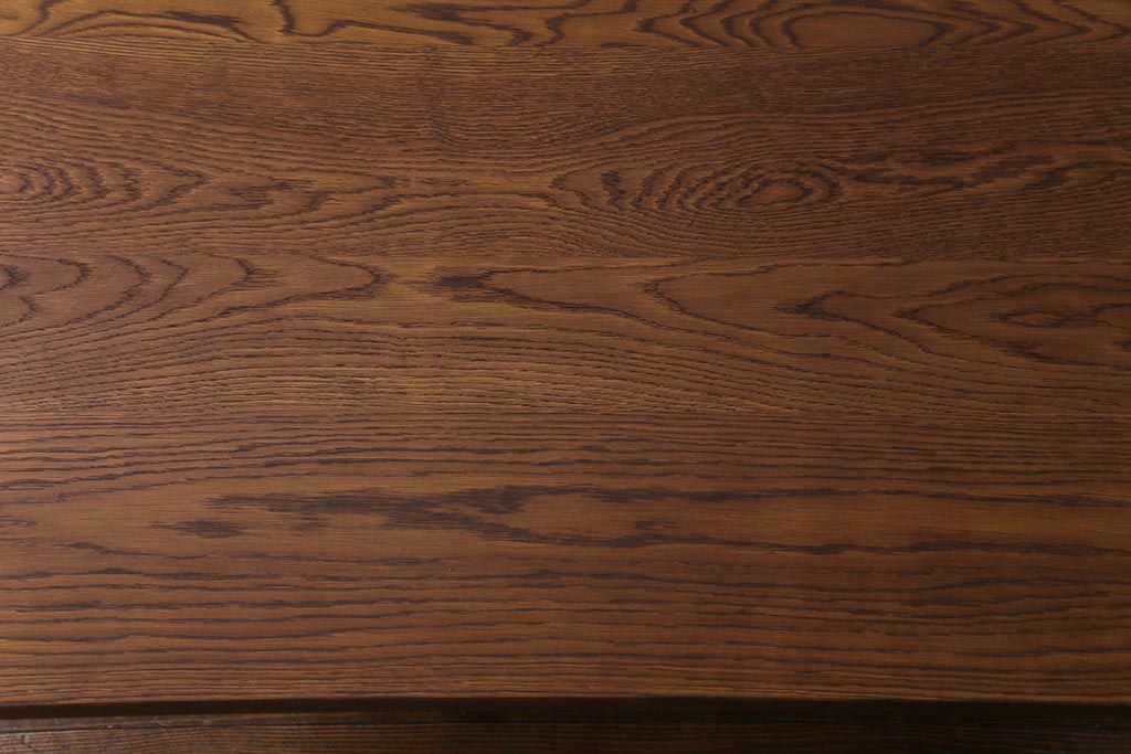 リメイク家具　天板オーク材　素朴な佇まいが魅力の引き出し付き作業テーブル(ダイニングテーブル、作業台)(1)