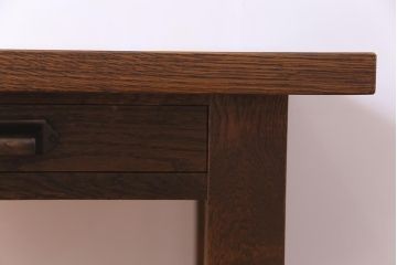 リメイク家具　天板オーク材　素朴な佇まいが魅力の引き出し付き作業テーブル(ダイニングテーブル、作業台)(1)