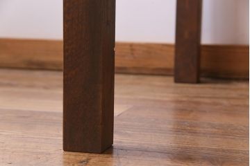 リメイク家具　天板オーク材　素朴な佇まいが魅力の引き出し付き作業テーブル(ダイニングテーブル、作業台)(1)