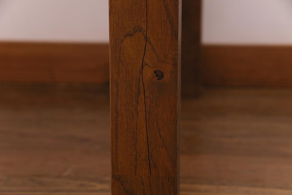 リメイク家具　天板オーク材　素朴な佇まいが魅力の引き出し付き作業テーブル(ダイニングテーブル、作業台)(1)