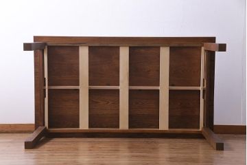 リメイク家具　天板オーク材　素朴な佇まいが魅力の引き出し付き作業テーブル(ダイニングテーブル、作業台)(1)