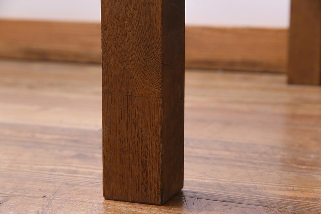 リメイク家具　天板オーク材　素朴な佇まいが魅力の引き出し付き作業テーブル(ダイニングテーブル、作業台)(1)