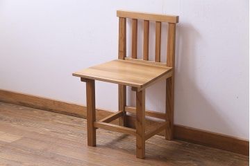 ラフジュ工房オリジナル　総ケヤキ材　展示品　デスク&チェアセット(作業台、学習机、平机、椅子)