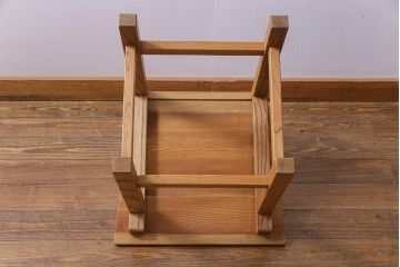 ラフジュ工房オリジナル　総ケヤキ材　展示品　デスク&チェアセット(作業台、学習机、平机、椅子)