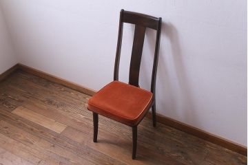 中古　民芸家具　ベルベットのクッションが上品な印象与えるチェア(椅子、ダイニングチェア)