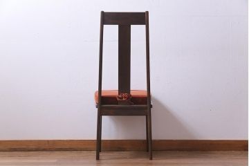 中古　民芸家具　ベルベットのクッションが上品な印象与えるチェア(椅子、ダイニングチェア)