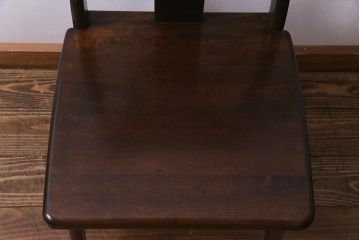中古　民芸家具　ベルベットのクッションが上品な印象与えるチェア(椅子、ダイニングチェア)