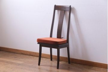 中古　民芸家具　ベルベットのクッションが上品な印象与えるチェア(椅子、ダイニングチェア)(1)