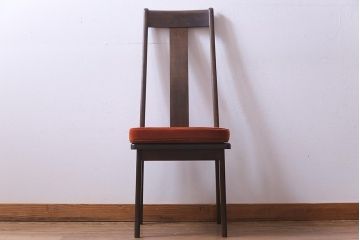 中古　民芸家具　ベルベットのクッションが上品な印象与えるチェア(椅子、ダイニングチェア)(1)