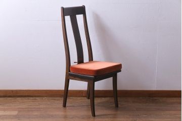 中古　民芸家具　ベルベットのクッションが上品な印象与えるチェア(椅子、ダイニングチェア)(1)