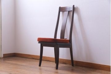 中古　民芸家具　ベルベットのクッションが上品な印象与えるチェア(椅子、ダイニングチェア)(1)