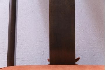 中古　民芸家具　ベルベットのクッションが上品な印象与えるチェア(椅子、ダイニングチェア)(1)