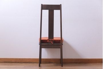 中古　民芸家具　ベルベットのクッションが上品な印象与えるチェア(椅子、ダイニングチェア)(1)