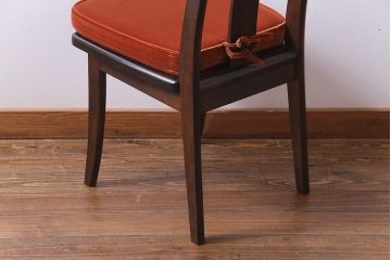 中古　民芸家具　ベルベットのクッションが上品な印象与えるチェア(椅子、ダイニングチェア)(1)