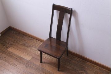 中古　民芸家具　ベルベットのクッションが上品な印象与えるチェア(椅子、ダイニングチェア)(1)