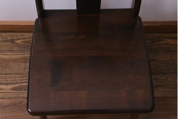 中古　民芸家具　ベルベットのクッションが上品な印象与えるチェア(椅子、ダイニングチェア)(1)