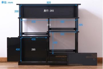 工芸品　本漆塗り　蒔絵　細部まで趣向が凝らされた輪島塗の茶棚(飾り棚、茶箪笥)(定価約300万円)