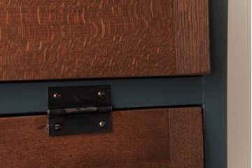 ラフジュ工房オリジナル　ペイント　コントラストがおしゃれなパタパタ扉の壁掛け収納棚(ウォールシェルフ、戸棚)(R-034346)(1)
