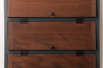 ラフジュ工房オリジナル　ペイント　コントラストがおしゃれなパタパタ扉の壁掛け収納棚(ウォールシェルフ、戸棚)(R-034346)(1)