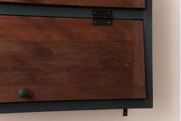ラフジュ工房オリジナル　ペイント　コントラストがおしゃれなパタパタ扉の壁掛け収納棚(ウォールシェルフ、戸棚)(R-034346)(1)