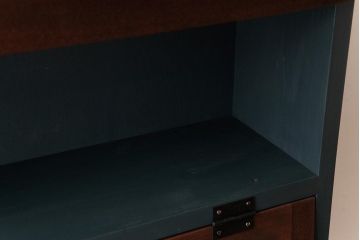 ラフジュ工房オリジナル　ペイント　コントラストがおしゃれなパタパタ扉の壁掛け収納棚(ウォールシェルフ、戸棚)(R-034346)(1)