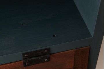 ラフジュ工房オリジナル　ペイント　コントラストがおしゃれなパタパタ扉の壁掛け収納棚(ウォールシェルフ、戸棚)(R-034346)(1)