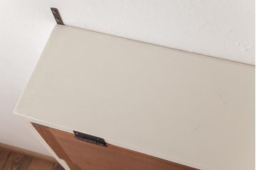 ラフジュ工房オリジナル　ペイント　コントラストがおしゃれなパタパタ扉の壁掛け収納棚(ウォールシェルフ、戸棚)(R-034347)(2)