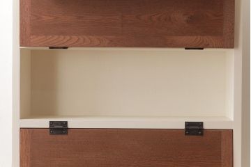ラフジュ工房オリジナル　ペイント　コントラストがおしゃれなパタパタ扉の壁掛け収納棚(ウォールシェルフ、戸棚)(R-034347)(2)