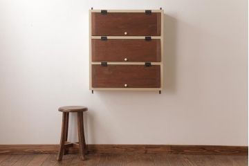 ラフジュ工房オリジナル　ペイント　コントラストがおしゃれなパタパタ扉の壁掛け収納棚(ウォールシェルフ)
