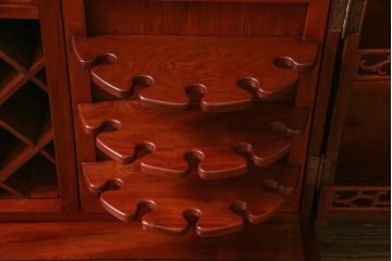 ビンテージ　カリン材　天板拡張式　ワインセラー&カウンターキャビネット(収納、バーキャビネット、サイドボード、花梨材)(定価約70万円)