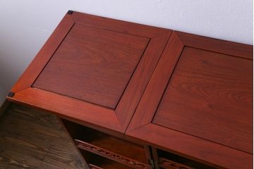 ビンテージ　カリン材　天板拡張式　ワインセラー&カウンターキャビネット(収納、バーキャビネット、サイドボード、花梨材)(定価約70万円)