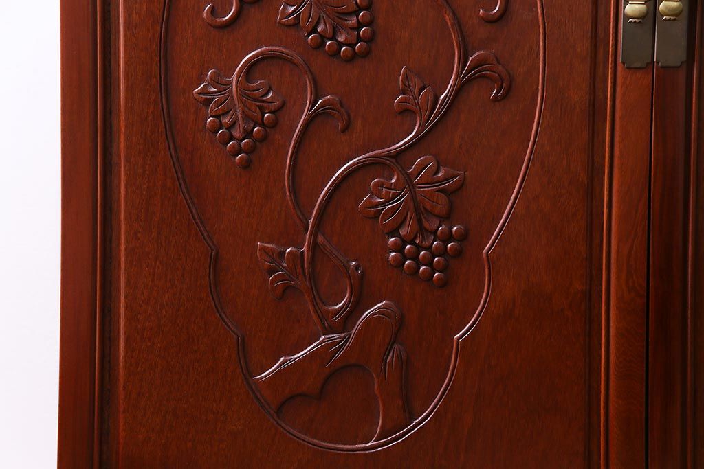 ビンテージ　カリン材　天板拡張式　ワインセラー&カウンターキャビネット(収納、バーキャビネット、サイドボード、花梨材)(定価約70万円)