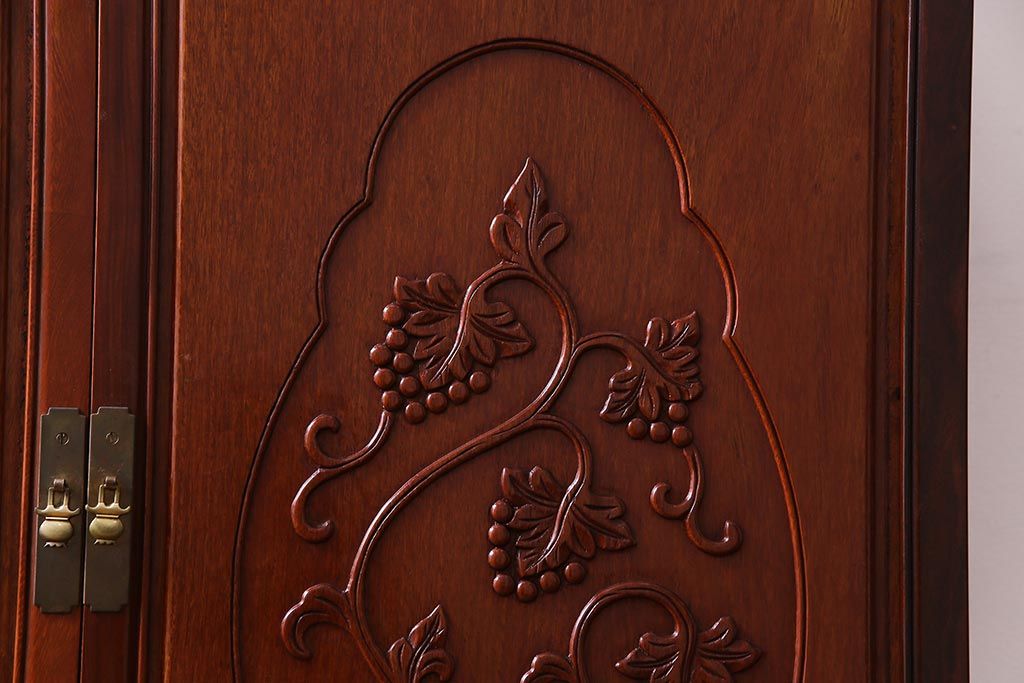 ビンテージ　カリン材　天板拡張式　ワインセラー&カウンターキャビネット(収納、バーキャビネット、サイドボード、花梨材)(定価約70万円)