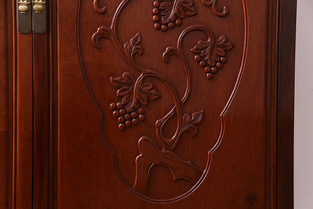 ビンテージ　カリン材　天板拡張式　ワインセラー&カウンターキャビネット(収納、バーキャビネット、サイドボード、花梨材)(定価約70万円)